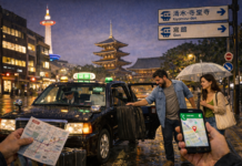 Para trajetos curtos, o táxi no Japão é muito útil — ideal com chuva ou bagagem